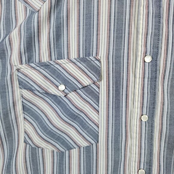 Saddle King Men's‎ Western Pearl Snap Size 17 1/2 Striped Cowboy Shirt Rodeo - Picture 3 of 13